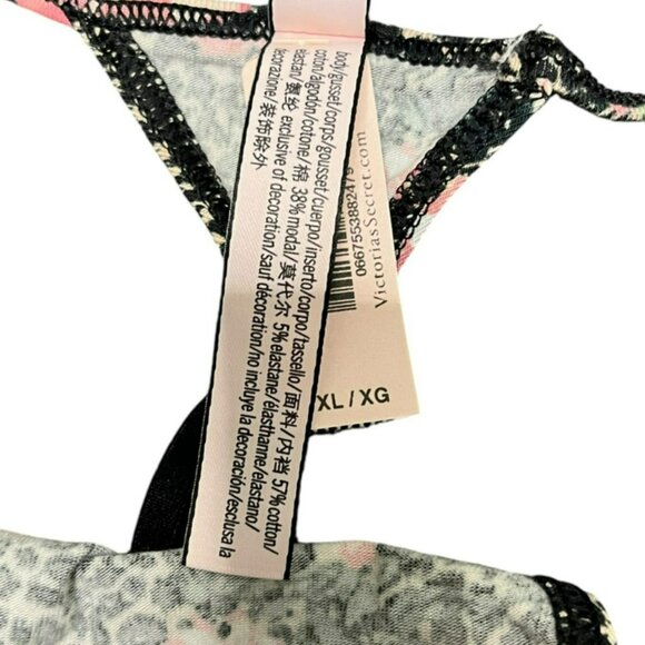Victorias Secret Cotton V-String Thong‎ Panty XL Sexy VS NWT Floral Black - Picture 5 of 6